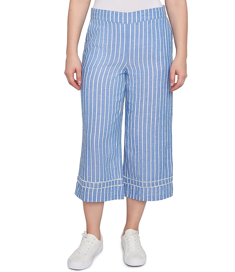 Ruby Rd. Petite Size Stripe Wide Leg Pull-On Pants