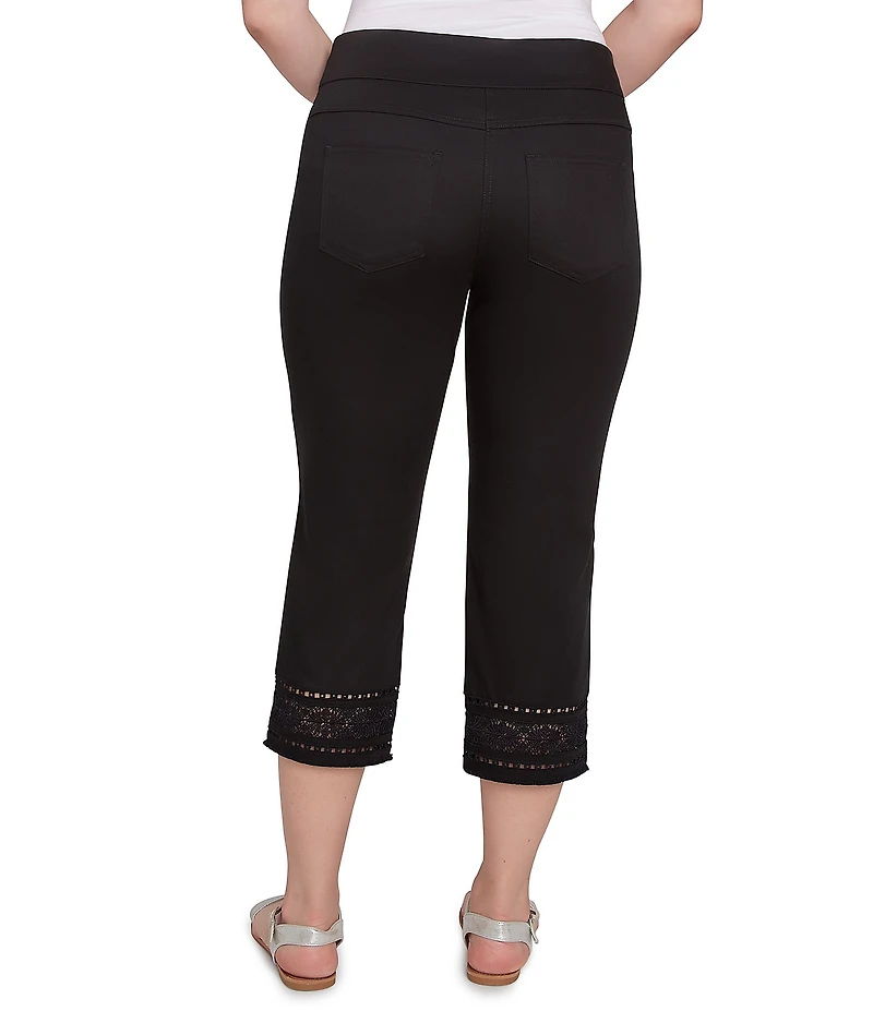 Ruby Rd. Petite Size Tencel ™ Embroidered Lotus Lace Hem Pull-On Pants