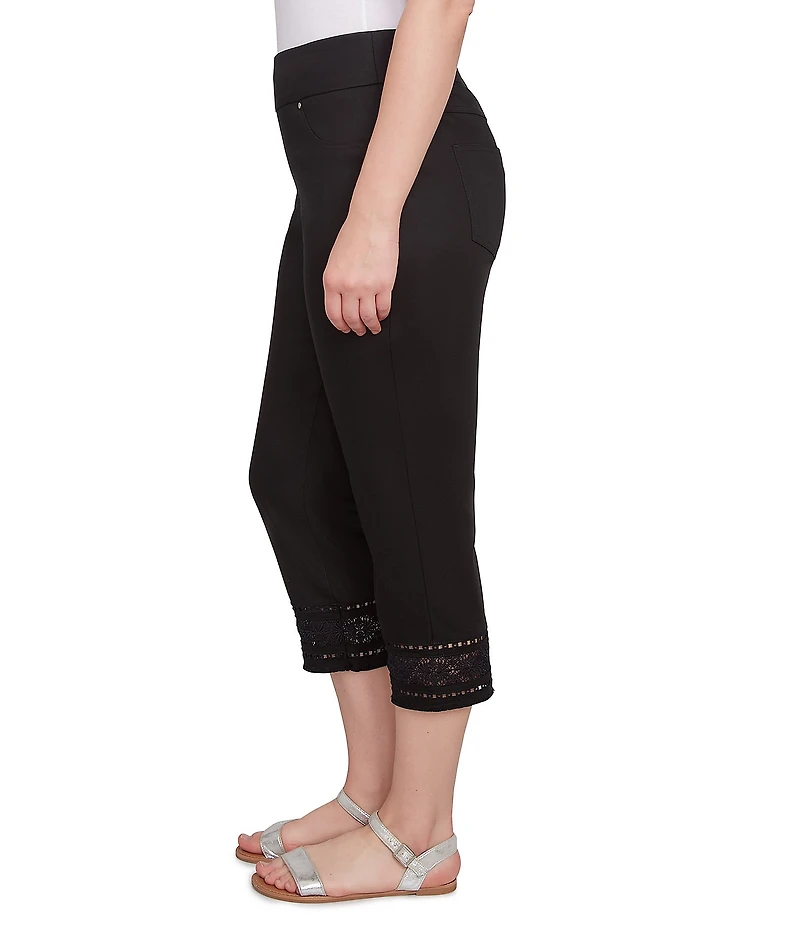 Ruby Rd. Petite Size Tencel ™ Embroidered Lotus Lace Hem Pull-On Pants