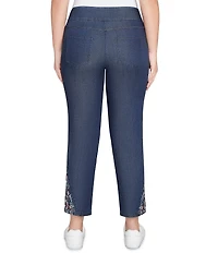 Ruby Rd. Petite Size Tencel Embroidered Hem Pull-On Ankle Pants