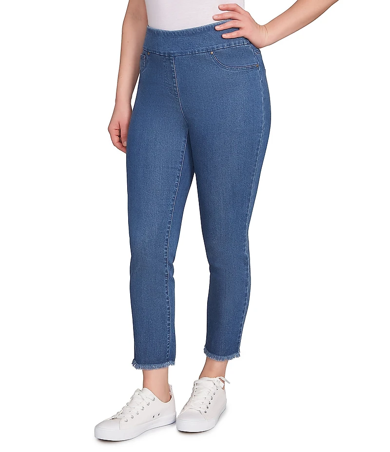 Ruby Rd. Petite Size Tencel™ Lyocell Frayed Hem Pull-On Ankle Pants