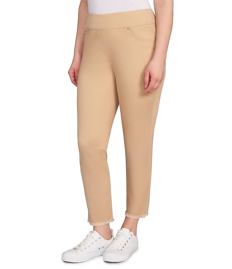 Ruby Rd. Petite Size Tencel™ Lyocell Frayed Hem Pull-On Ankle Pants