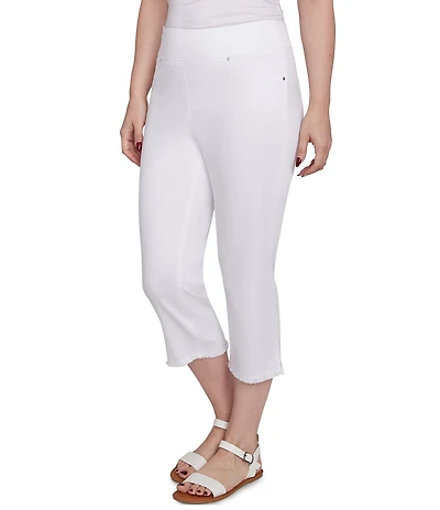 Ruby Rd. Petite Size Tencel Pull-On Fringe Side Slit Hem Capri Pants