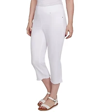 Ruby Rd. Petite Size Tencel Pull-On Fringe Side Slit Hem Capri Pants