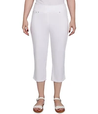 Ruby Rd. Petite Size Tencel Pull-On Fringe Side Slit Hem Capri Pants