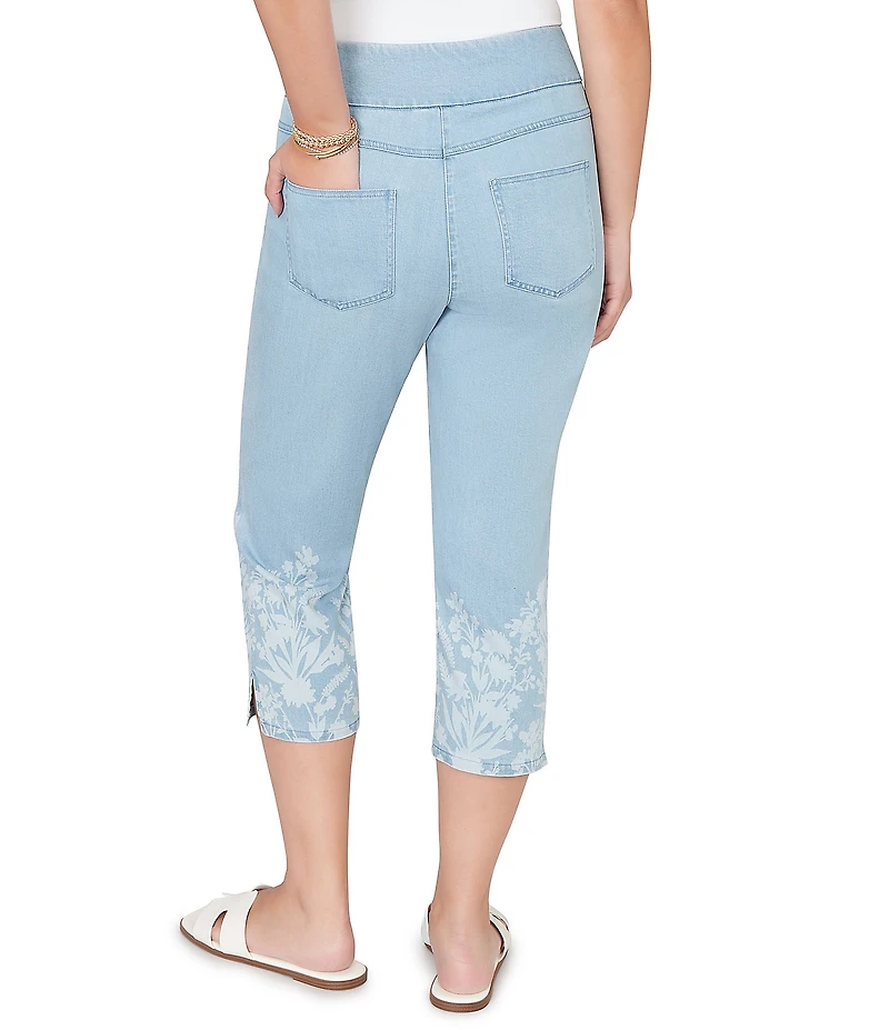 Ruby Rd. Petite Size Tencel™ Relaxed Printed Hem Pull-On Jeans