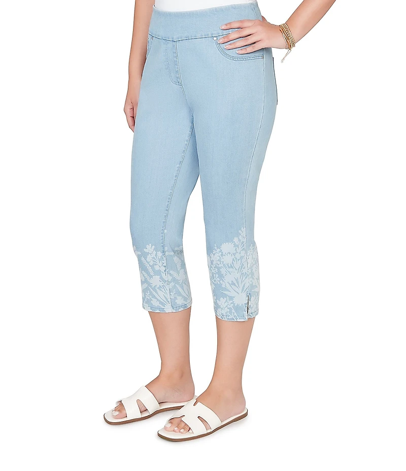 Ruby Rd. Petite Size Tencel™ Relaxed Printed Hem Pull-On Jeans