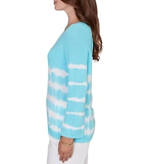 Ruby Rd. Petite Size Tie-Dye Crew Neck Bracelet Sleeve Cotton Rib Sweater Knit Top