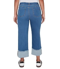 Ruby Rd. Petite Size Ultra-Soft Denim Rolled Hem Wide Leg Jeans