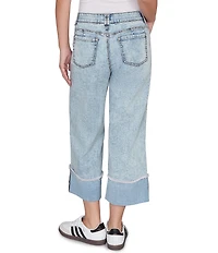 Ruby Rd. Petite Size Ultra-Soft Denim Rolled Hem Wide Leg Jeans