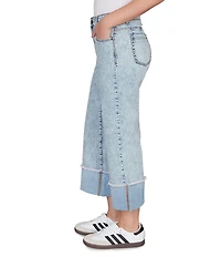Ruby Rd. Petite Size Ultra-Soft Denim Rolled Hem Wide Leg Jeans