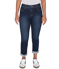Ruby Rd. Petite Size Ultra-Soft Rolled Hem Girlfriend Jeans