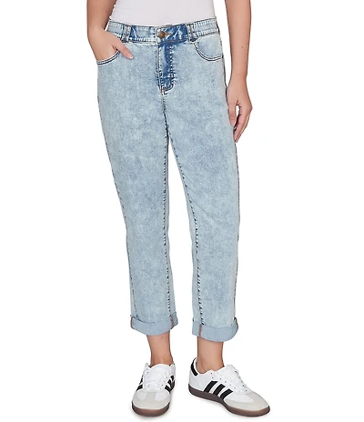 Ruby Rd. Petite Size Ultra-Soft Rolled Hem Girlfriend Jeans