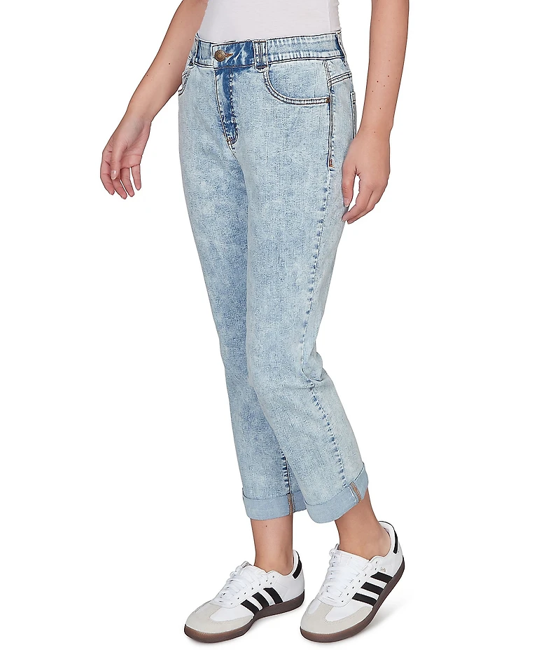 Ruby Rd. Petite Size Ultra-Soft Rolled Hem Girlfriend Jeans