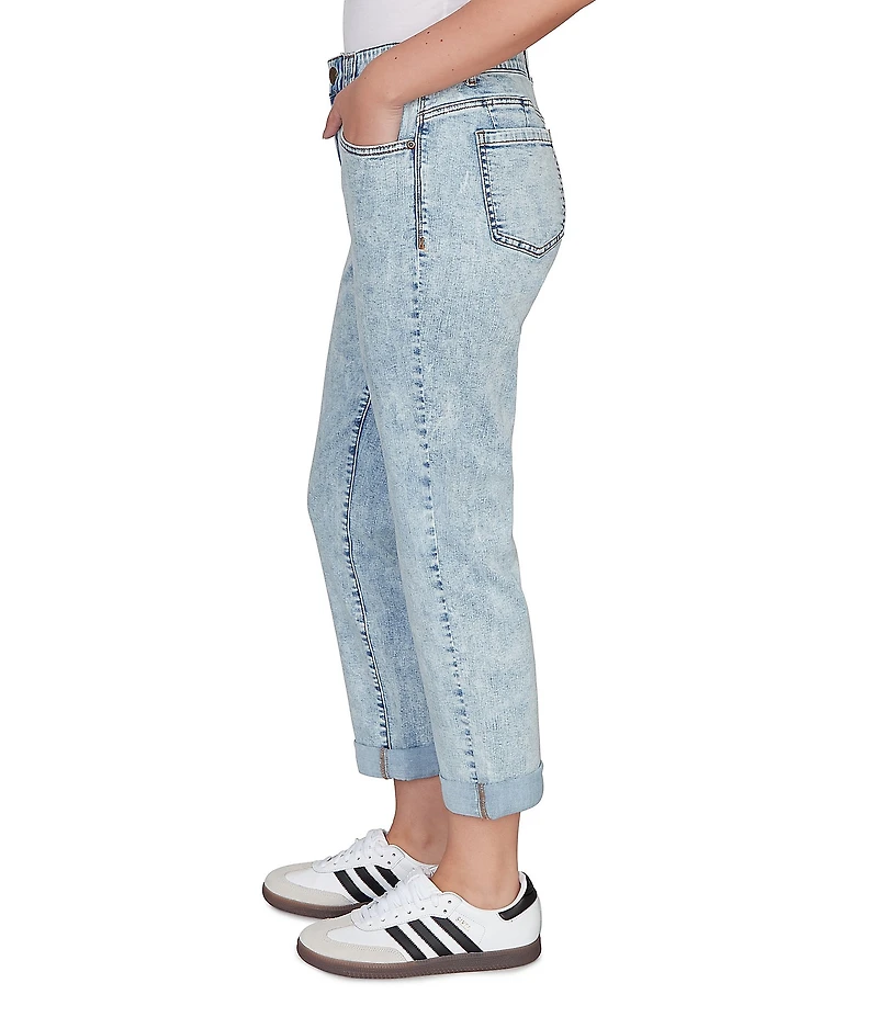 Ruby Rd. Petite Size Ultra-Soft Rolled Hem Girlfriend Jeans