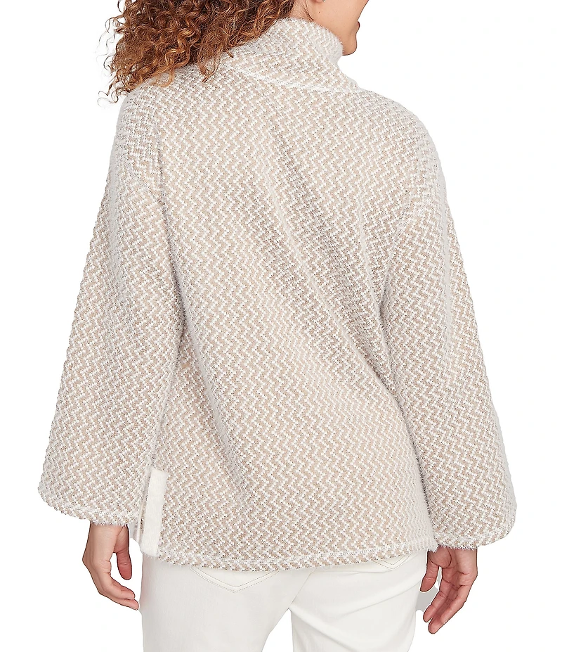 Ruby Rd. Petite Size ZIG-Zag High Mock Neck Long Sleeve Knit Top