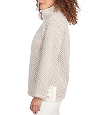 Ruby Rd. Petite Size ZIG-Zag High Mock Neck Long Sleeve Knit Top