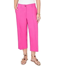 Ruby Rd. Petite Sze Linen Blend Pintuck Wide Leg Crop Pants