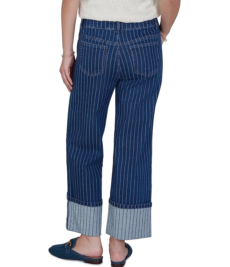 Ruby Rd. Pinstripe Denim Wide Cuff Ankle Jeans