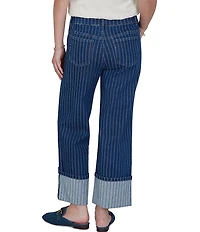 Ruby Rd. Pinstripe Denim Wide Cuff Ankle Jeans
