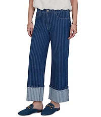 Ruby Rd. Pinstripe Denim Wide Cuff Ankle Jeans