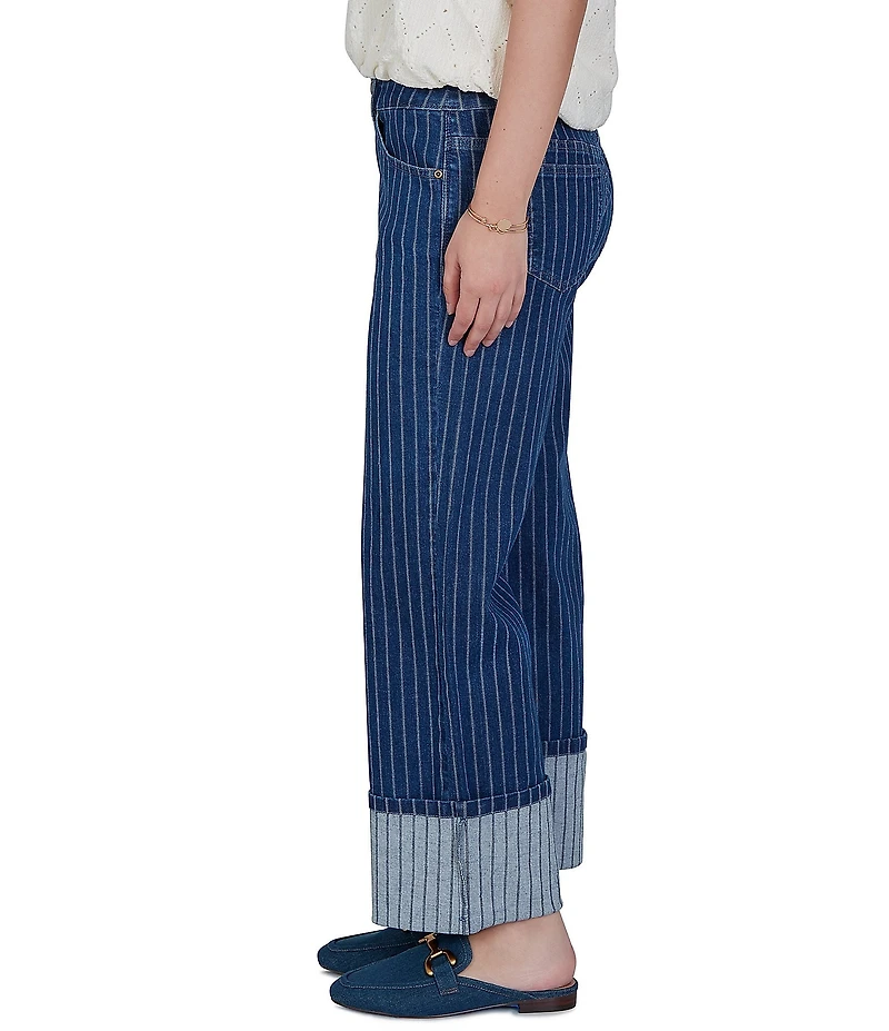 Ruby Rd. Pinstripe Denim Wide Cuff Ankle Jeans