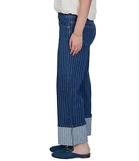 Ruby Rd. Pinstripe Denim Wide Cuff Ankle Jeans