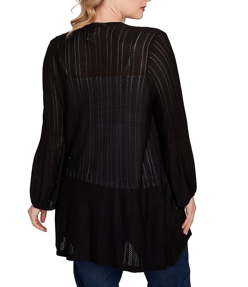 Ruby Rd. Plus Cozy Ribbed 3/4 Sleeve Open-Front Cardigan