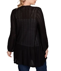 Ruby Rd. Plus Cozy Ribbed 3/4 Sleeve Open-Front Cardigan
