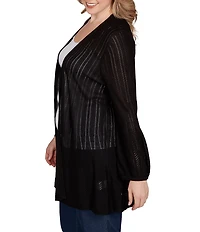 Ruby Rd. Plus Cozy Ribbed 3/4 Sleeve Open-Front Cardigan