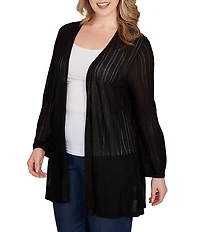Ruby Rd. Plus Cozy Ribbed 3/4 Sleeve Open-Front Cardigan
