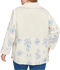 Ruby Rd. Plus Embroidered Quilted Mock Neck Long Sleeve Shearling Jacket