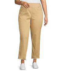 Ruby Rd. Plus Size Tencel™ Lyocell Frayed Hem Pull-On Ankle Pants