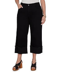 Ruby Rd. Plus Size 5-Pocket Wide Cuff Denim Crop Jeans
