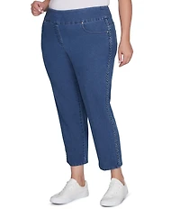 Ruby Rd. Plus Size Braid Outer Leg Straight Leg Ankle Pull-On Jeans