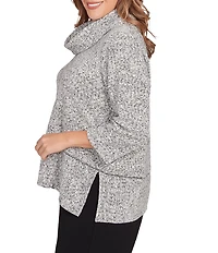 Ruby Rd. Plus Size Chenille Space-Dye Cowl Neck 3/4 Sleeve Top