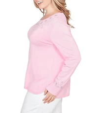 Ruby Rd. Plus Size Embellished Sparkle Crew Neck Long Sleeve Knit Sweater