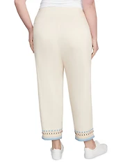 Ruby Rd. Plus Size Embroidered Beaded Hem Pull-On Ankle Pants