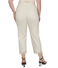 Ruby Rd. Plus Size Embroidered Cut Out Trim Straight Leg Ankle Pants