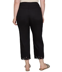 Ruby Rd. Plus Size Embroidered Cut Out Trim Straight Leg Ankle Pants