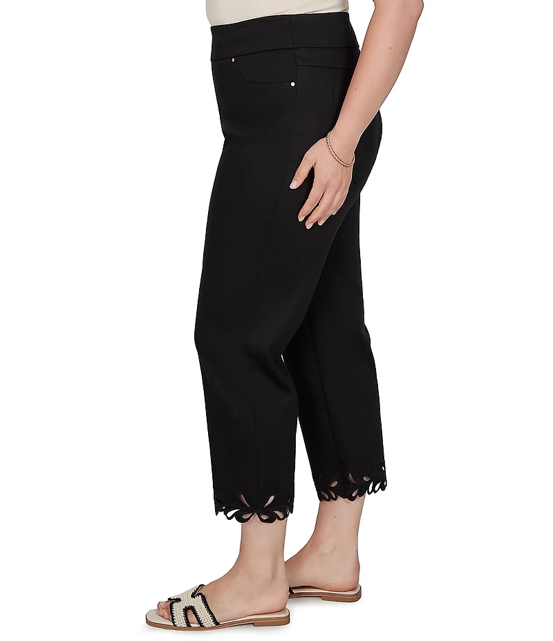 Ruby Rd. Plus Size Embroidered Cut Out Trim Straight Leg Ankle Pants