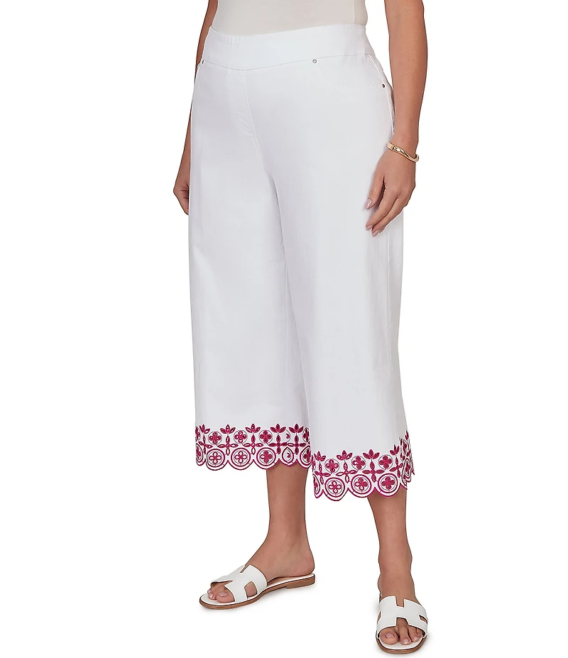 Ruby Rd. Plus Size Embroidered Pull-On Denim Pants