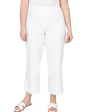 Ruby Rd. Plus Size Embroidered Straight Leg Pull-On Ankle Jeans