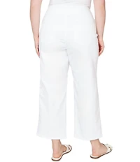 Ruby Rd. Plus Size Embroidered Straight Leg Pull-On Ankle Jeans