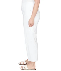 Ruby Rd. Plus Size Embroidered Straight Leg Pull-On Ankle Jeans