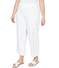 Ruby Rd. Plus Size Embroidered Straight Leg Pull-On Ankle Jeans