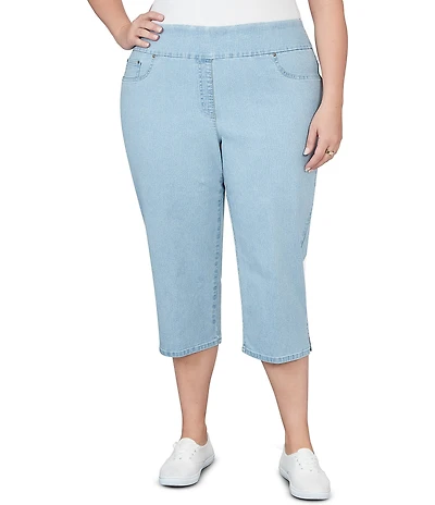 Ruby Rd. Plus Size Extra Stretch Denim Capri Pull-On Pants