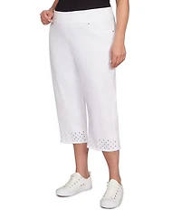 Ruby Rd. Plus Size Eyelet Fringe Hem Pull-On Capri Pants