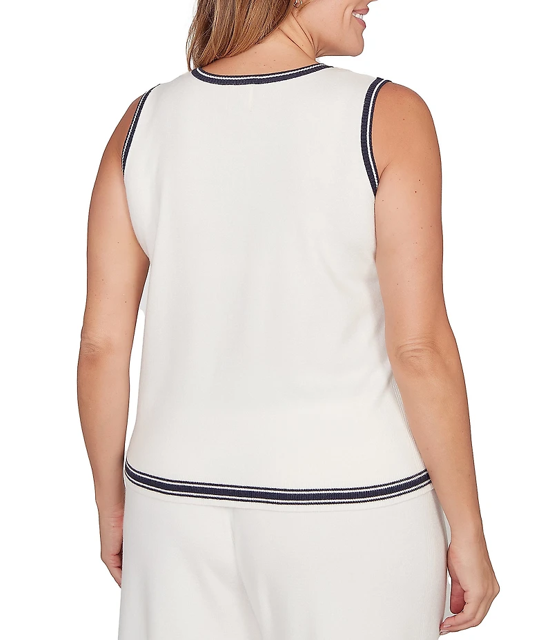Ruby Rd. Plus Size Fine Gauge Jersey Knit Scoop Neck Sleeveless Sweater Tank