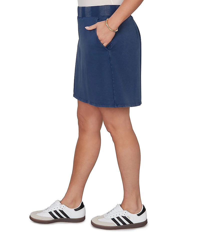 Ruby Rd. Plus Size French Terry Ribbed Waist Pull-On Skort